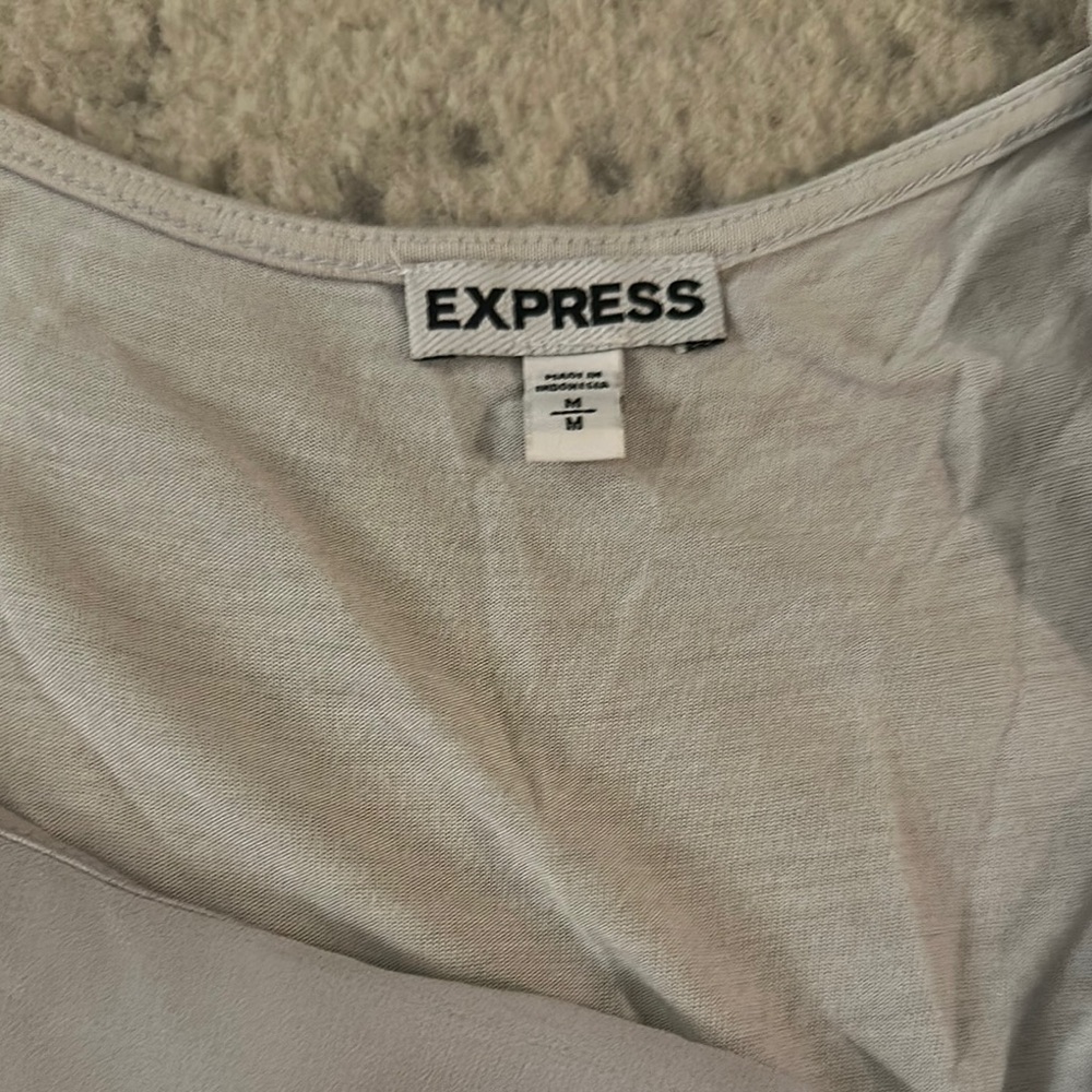 Express Gray Asymmetrical Ruched Tank Top - Picture 2 of 4